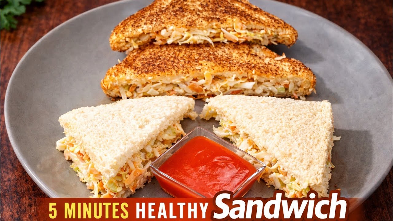 Easy, Quick & Healthy Sandwich | Mix Veggie Yoghurt Sandwich Recipe | Lunch Box Recipe