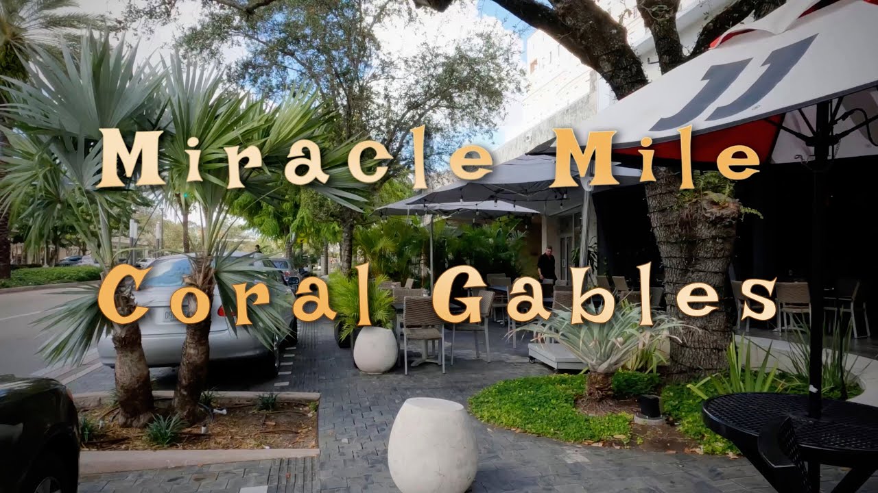 Coral Gables, Miracle Mile, Miami. Walking tour (4K 60 fps)