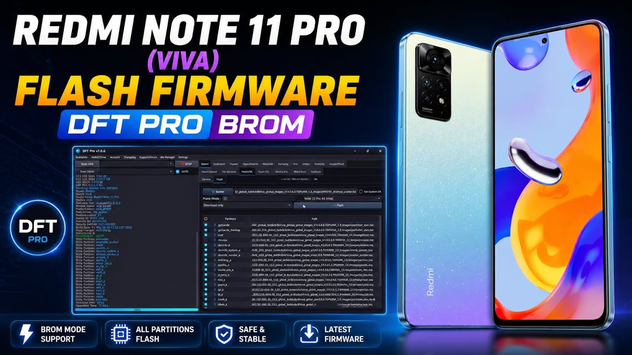 Redmi Note 11 Pro (viva) Flash Firmware DFT Pro Brom | MTK Dead Boot Fix & Unbrick