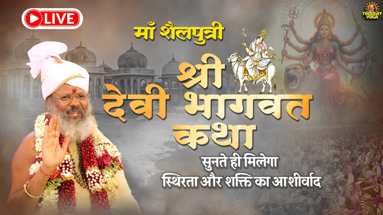 🔴LIVE DAY 01 | माँ शैलपुत्री – श्री देवी भागवत कथा LIVE सुनते ही मिलेगा स्थिरता और शक्ति का आशीर्वाद