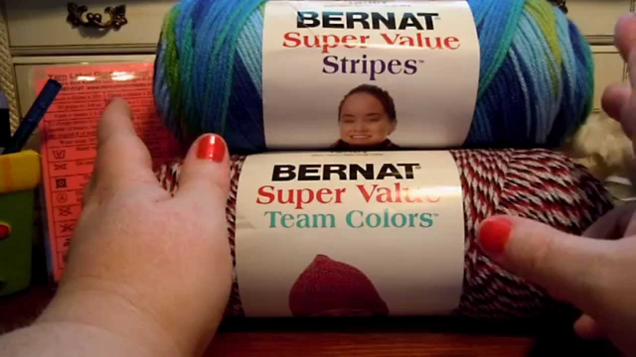 Bernat Super Value Stripes and Team Colors Yarns