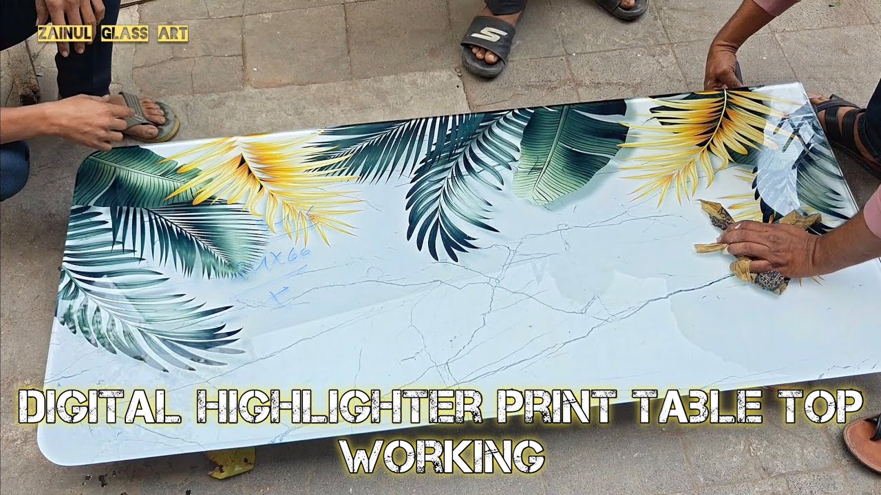 Digital glass table top kaise banaye full video|Digital highlighter print glass |zainul Glass art...