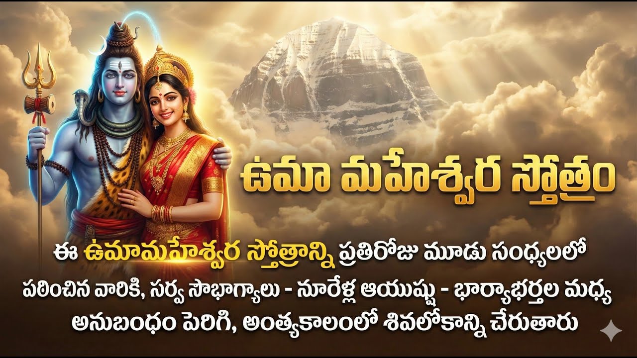 ఉమా మహేశ్వర స్తోత్రం 🕉️🪷| Uma Maheshwara Stotram | భార్యాభర్తల మధ్య ప్రేమానుబంధం వృద్ధి కోసం | #shiv