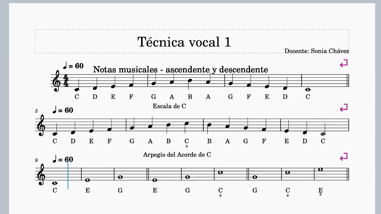 Ejercicio 1  -  Canto  - Sonia Chávez