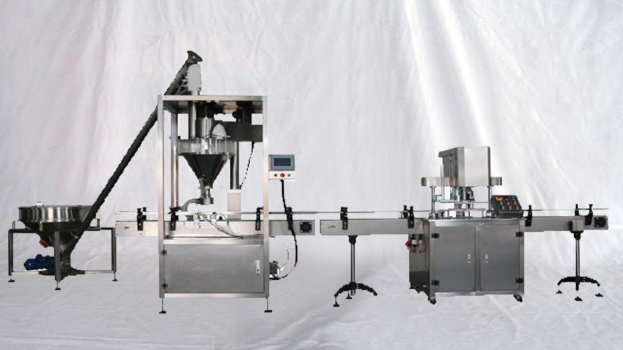 fully automatic powder canning line metal tin cans filling seaming ink printing l&iacute;nea de envasado