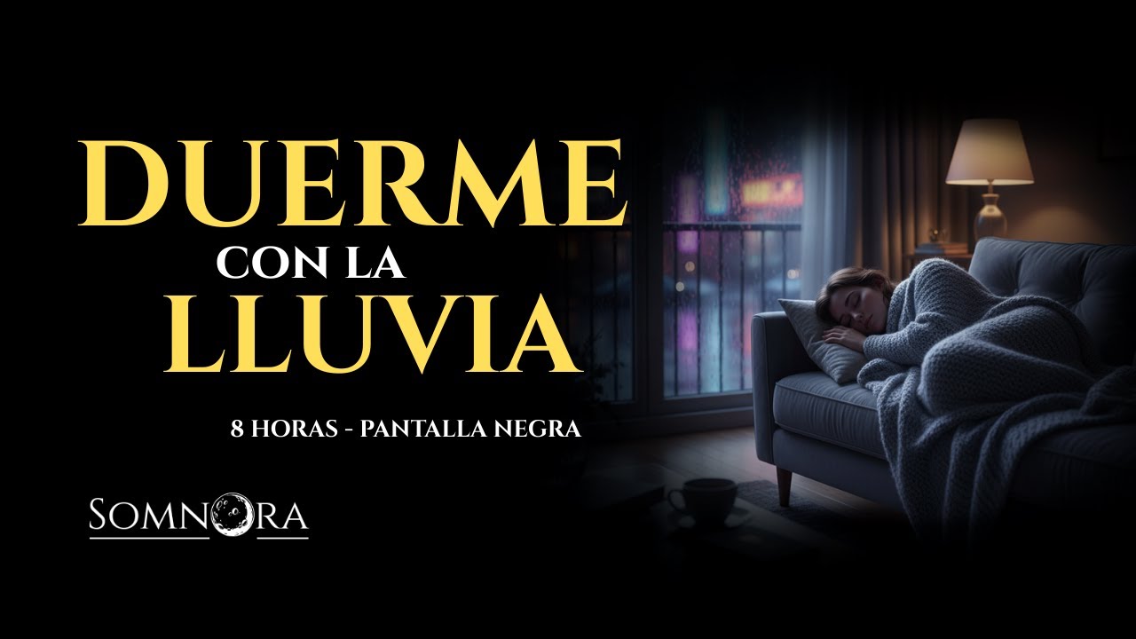 Duerme toda la noche con lluvia y truenos lejanos | 8 horas en pantalla negra