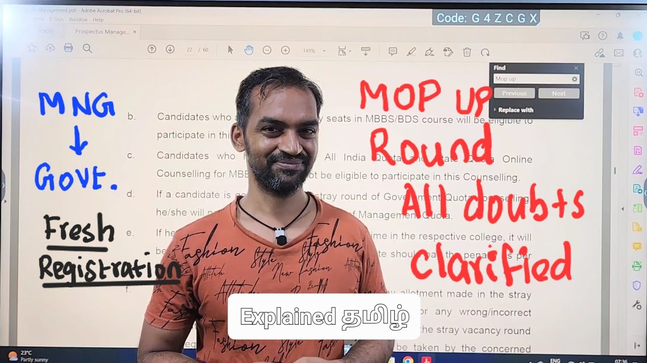 Mop up Round details | TN Medical Selection 2022