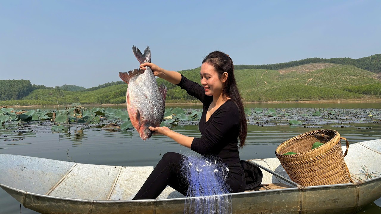 A morning spent drifting on the lake, with freshly caught fish.