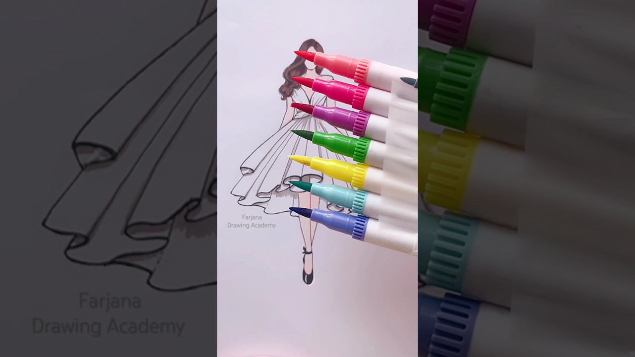 🌈 + 👗 #art #satisfying #painting #shorts || Dress coloring