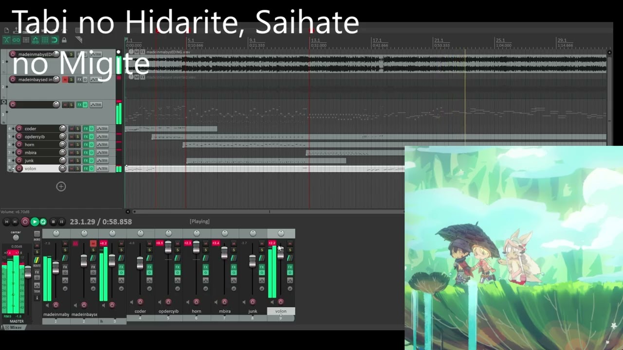 made in abyss s1 ED song -  Tabi no Hidarite, Saihate no Migite