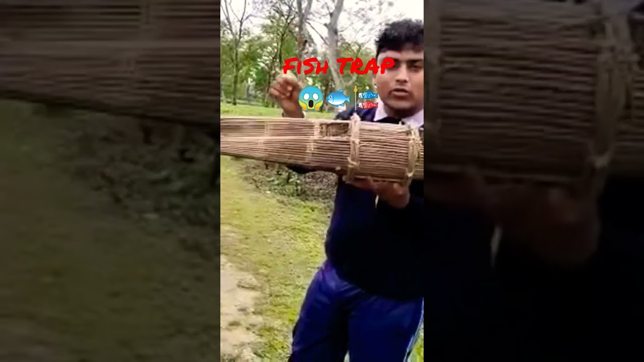 FISH 😱🐟 TRAP TECHNIQUE WITH BAMBOO #channel #fishtrap #fishtrappingskills #bamboo_fishing #trap