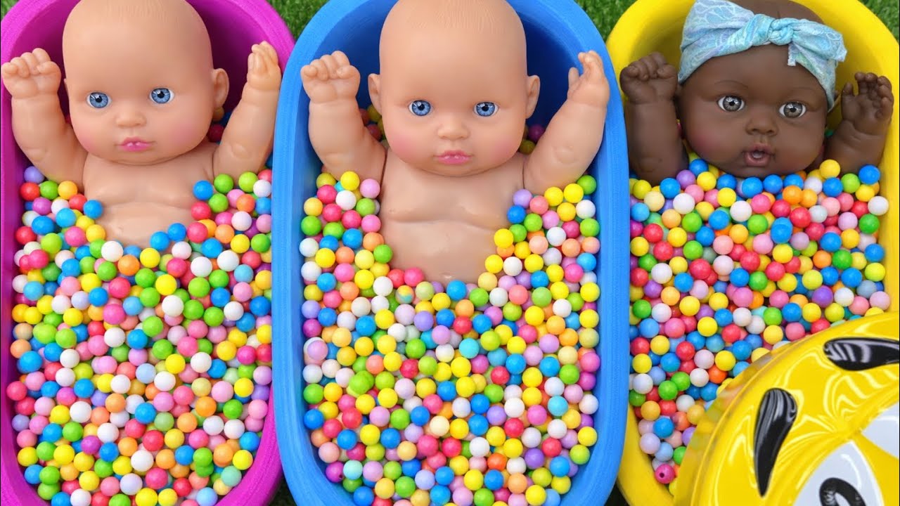 Full of 3 Rainbow BathTubs Candy with M&M's & Magic Slime Cutting Video