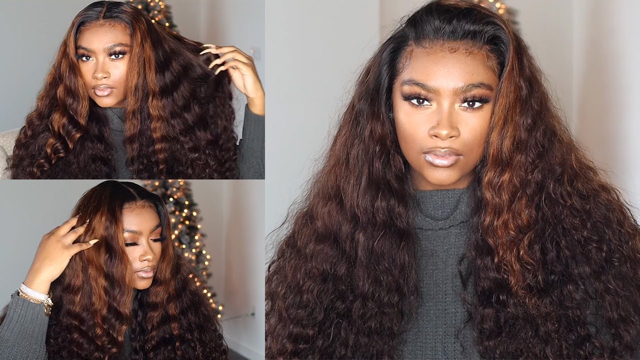 *MUST HAVE*Voluminous 250% Density Loose DeepWave Chocolate Brown Wig with Highlights| WigginsHair