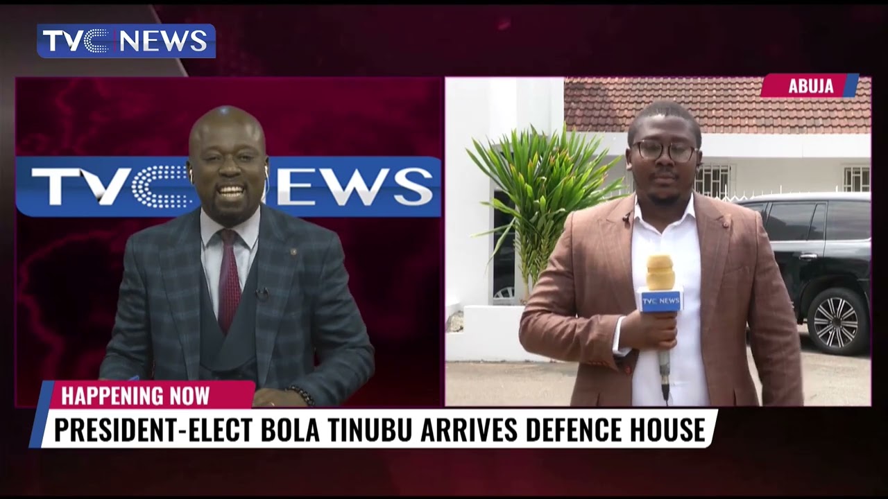 President-Elect Bola Tinubu Arrives Defence House, Femi Akande Gives Update