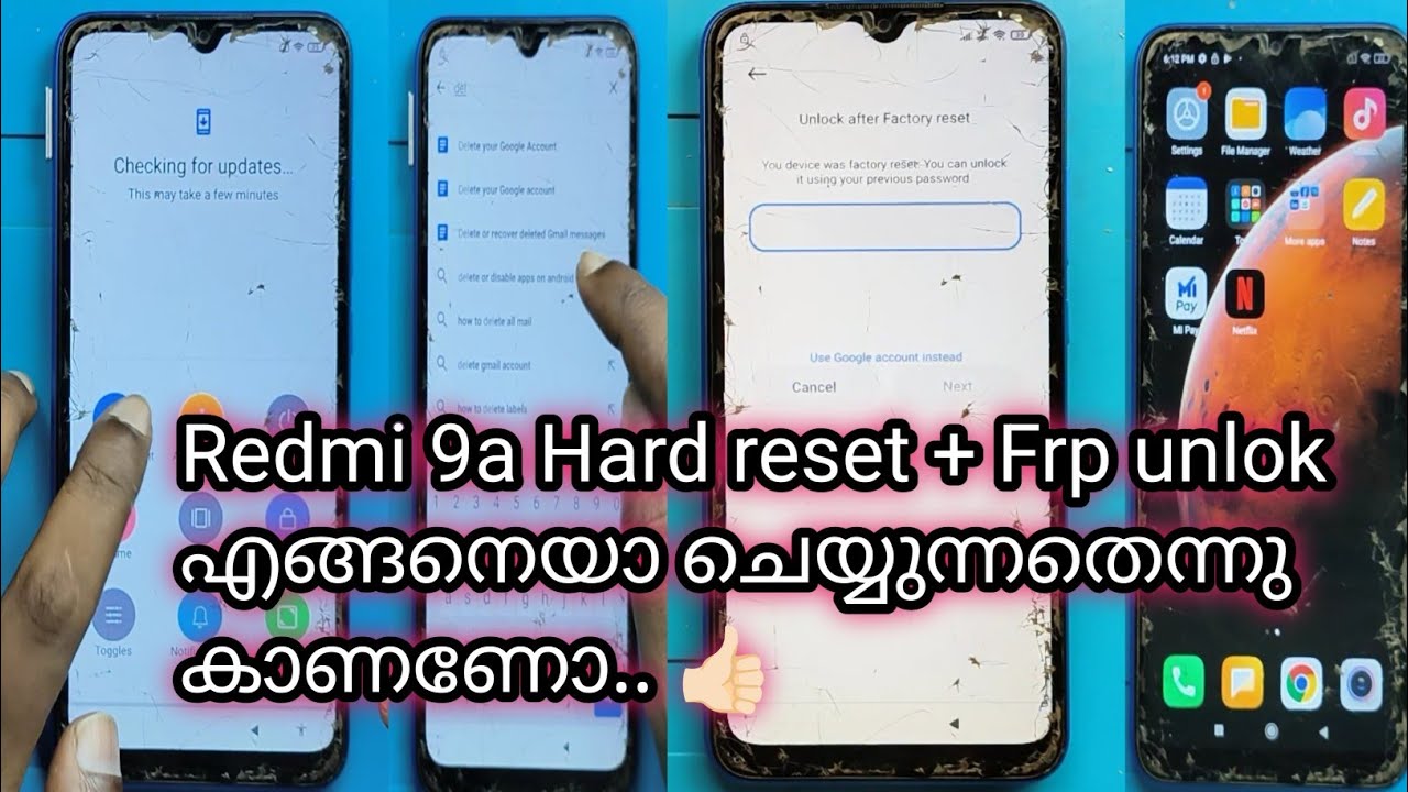 Redmi 9a hard reset +Frp unlock ഒരുമിച്ചു എങ്ങനെയാ മാറ്റുന്നത് എന്ന് കണ്ടിട്ടുണ്ടോ മച്ചാനെ... 🙌