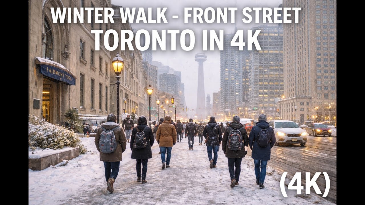 Winter Walk -  Front Street Toronto in 4K