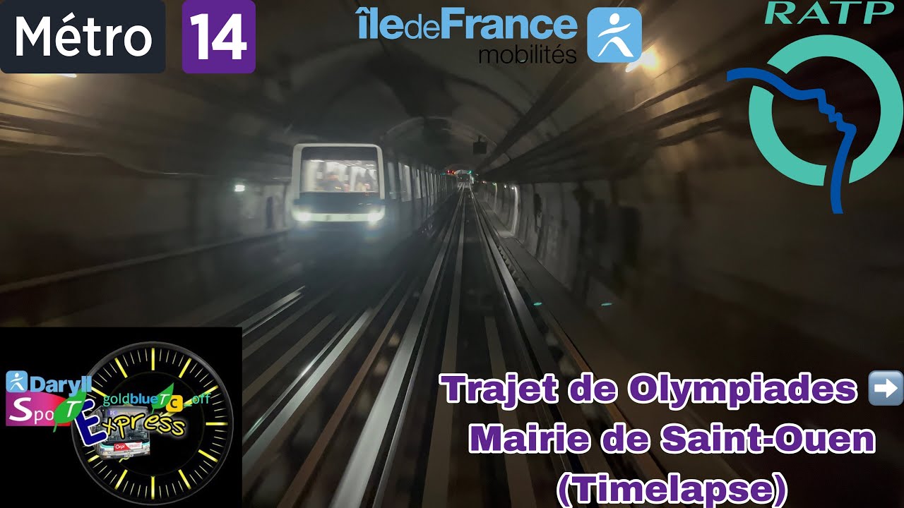 🚈Métro 14 (RATP) : Trajet de Olympiades ➡️ Mairie de Saint-Ouen (Toute la ligne en Timelapse)