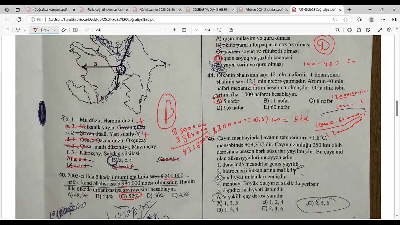 Coğrafiya 2-ci qrup 25 may 2025 DİM suallarının geniş izahı