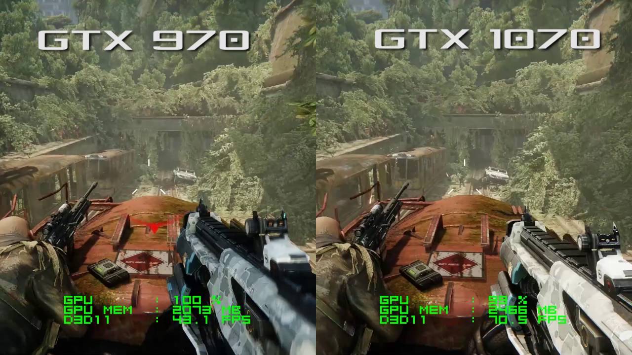 GTX 970 vs GTX 1070 - Crysis 3 Ultra 1080p Frame Rate Test