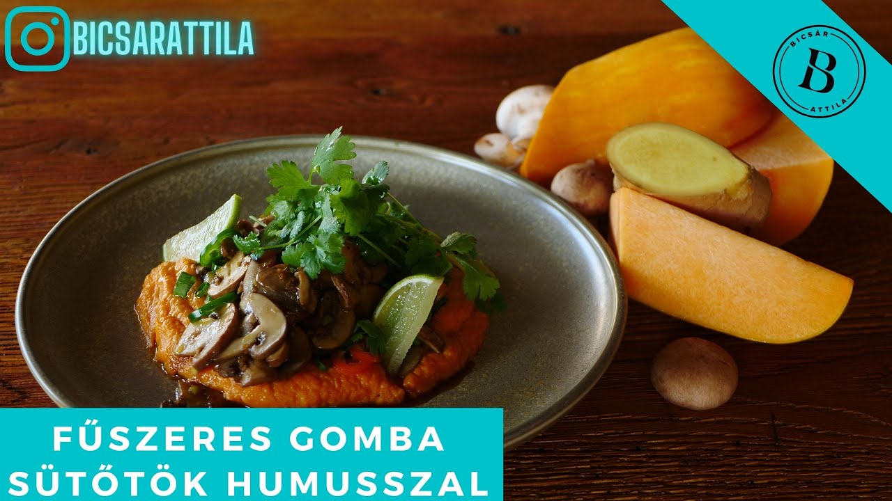 Kóreai szószos🍄gomba sütőtök humusszal. Köretnek is tökéletes! Recept Bicsár Attila 👨‍🍳 séftől