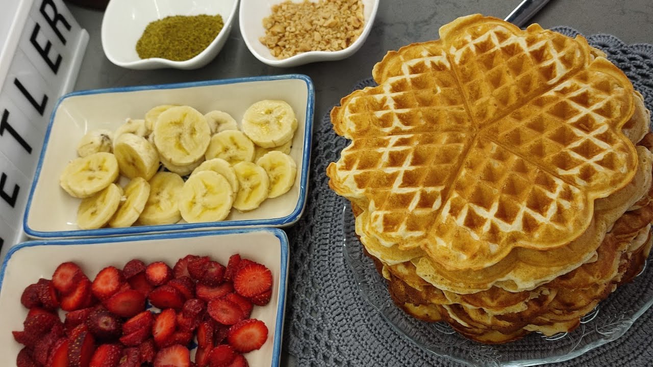 ORİJİNAL TAM TUTAN WAFFLE TARİFİ ‼️ocak üstü döküm tavada waffle tarifi💯