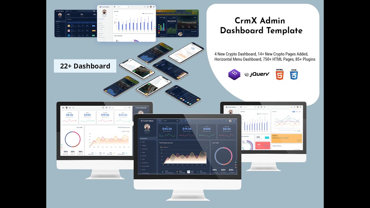 Bootstrap 5 Admin Template fully Responsive With Sass &ndash; CrmX