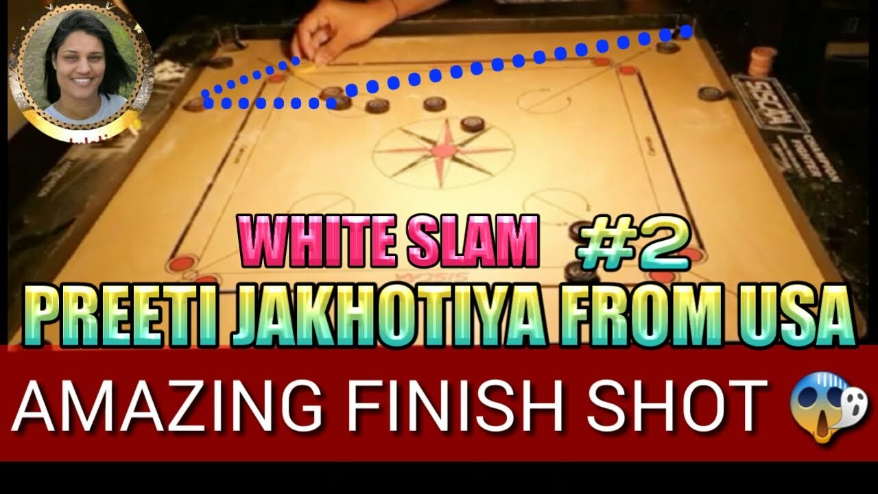 TRICK|CARROM TRICK SHOTS|AMAZING WHITE SLAM| BY PREETI JAKHOTIA FROM USA #2