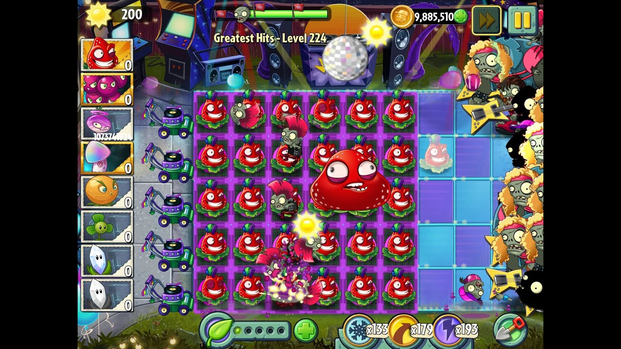 Plants vs Zombies 2 - Greatest Hits Level 224 - Grapeshot Unleashed & Strawburst