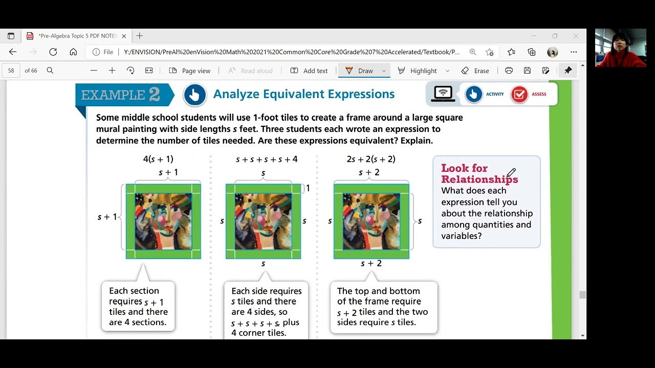 EnVision Grade 7 Accelerated Pre-Algebra 5-8: Analyze Equivalent Expressions