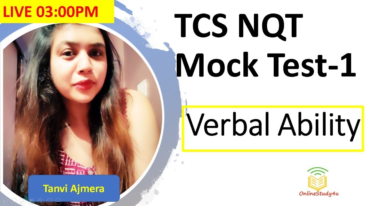 TCS NQT Verbal Ability Mock Test-1| English Mock Test TCS NQT 2021 | Tanvi Ajmera |