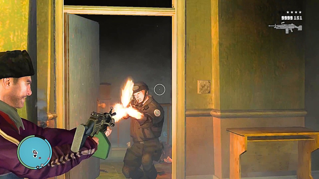 GTA 4 - NIKO SAFEHOUSE SHOOTOUT & EPIC SHOOTOUT WITH SWAT & POLICE + SIX STARS