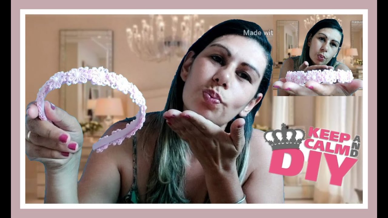 🎀Tiara flor de guipir com p&eacute;rola passo a passo pra vc🎀