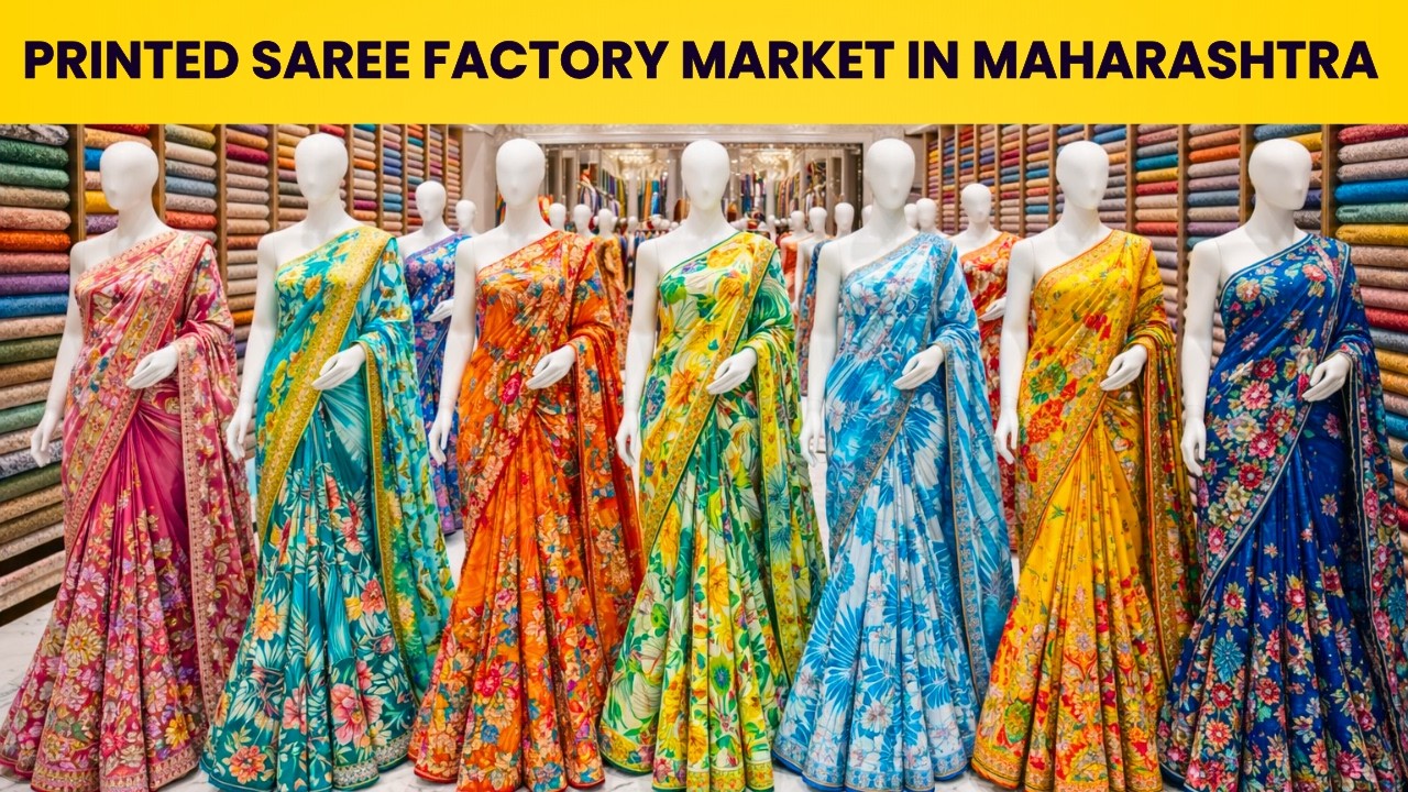 Printed Saree Factory Market in Maharashtra | Wholesale Saree Market in Maharashtra | Factory Tour