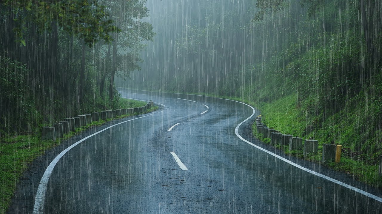 Rain noises for sleep – Thunder & Rain on Road for Relaxation and Deep Sleep