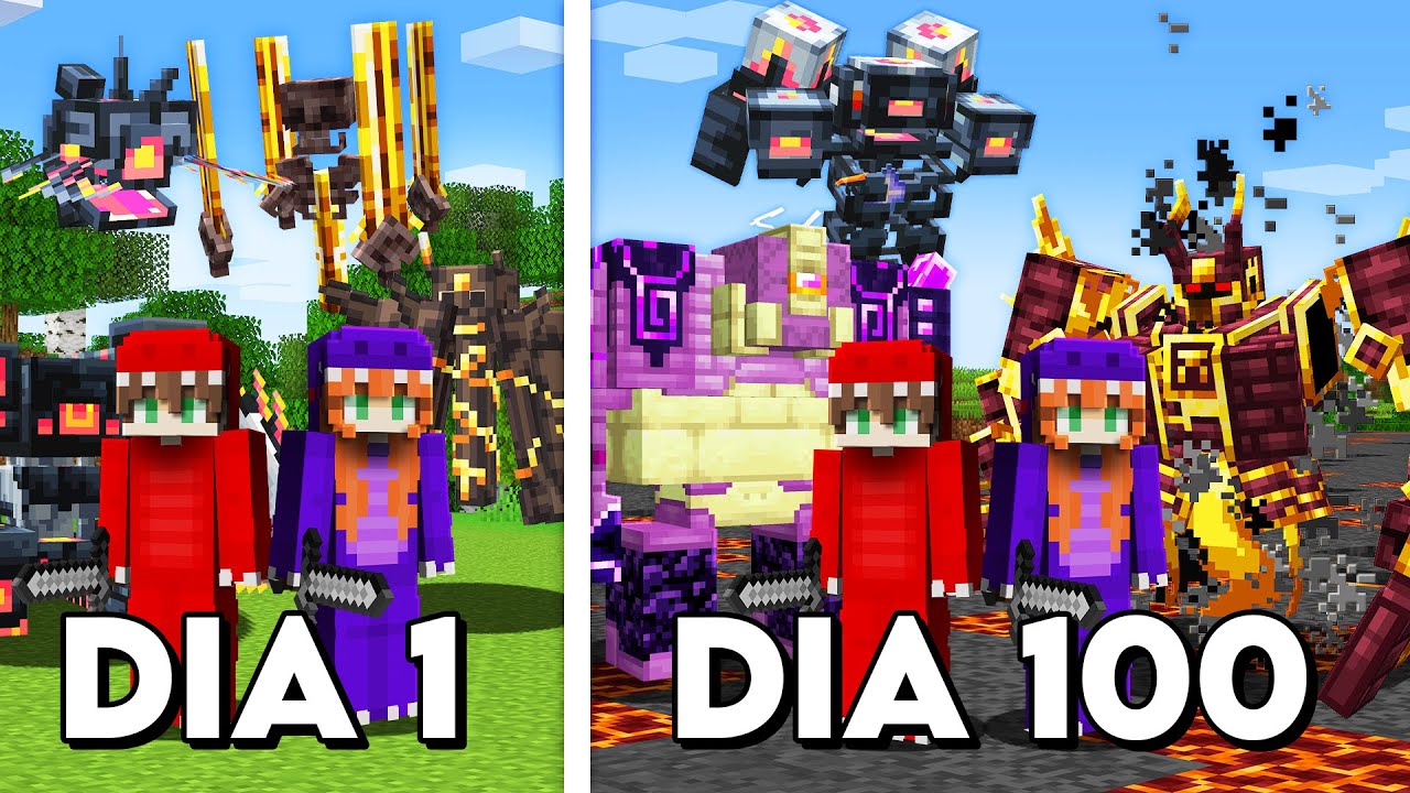 100 DIAS DERROTANDO OS BOSSES LENDÁRIOS DO MINECRAFT  - O FILME