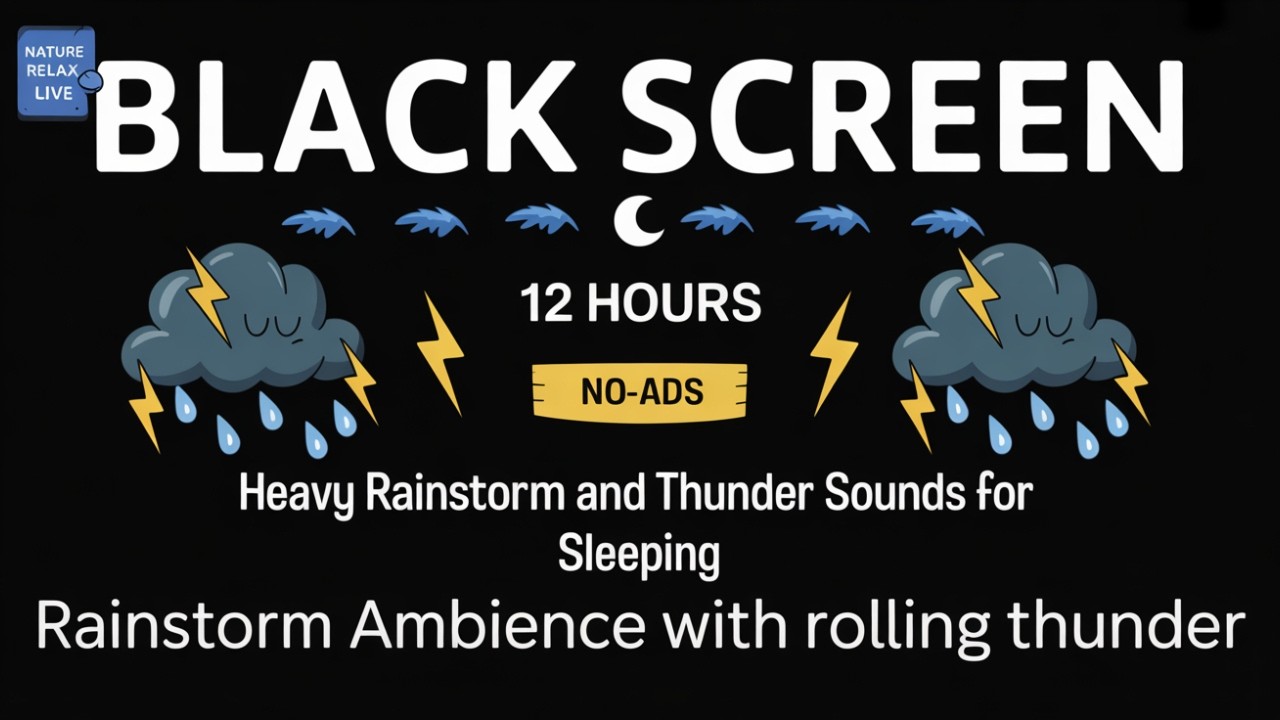 BLACK SCREEN Heavy Rain and Thunder Sounds for Full Night Sleep and Total Relaxation 17