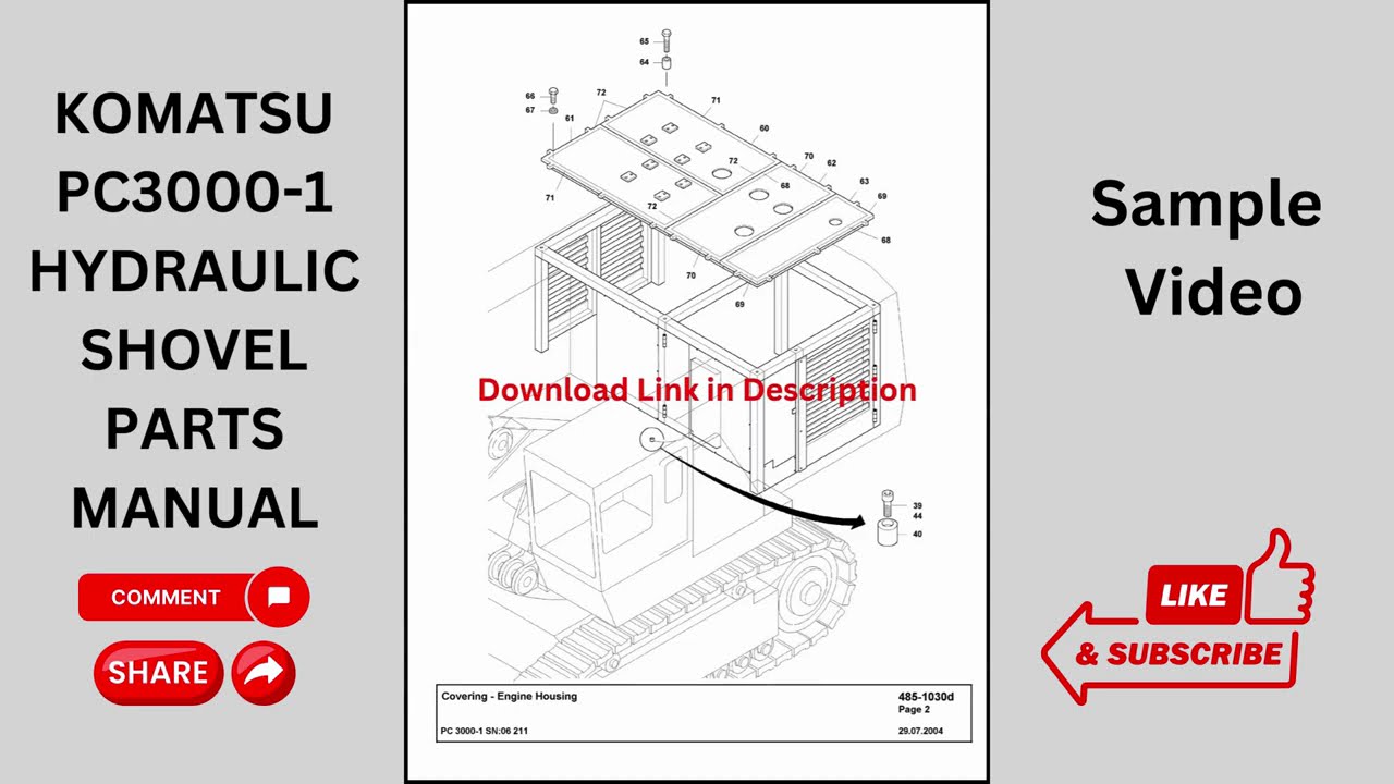 PARTS MANUAL FOR PC3000-1 KOMATSU HYDRAULIC SHOVEL