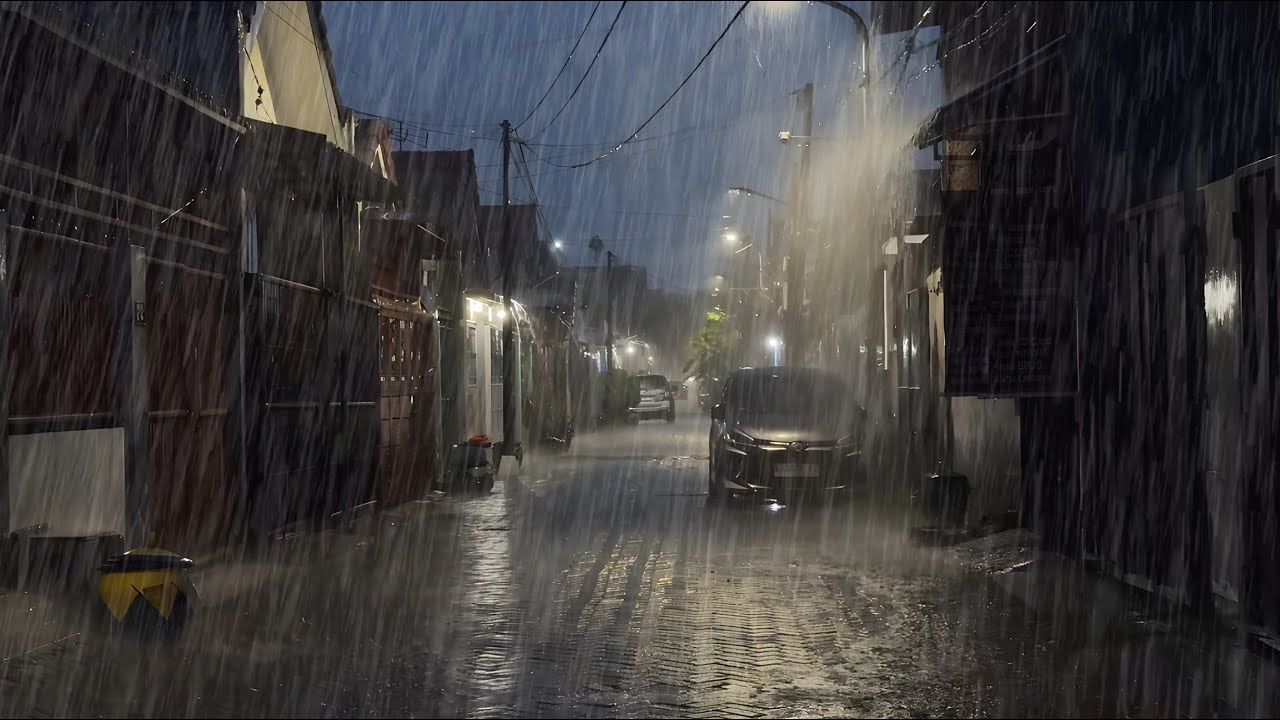 Heavy Rain and Distant Thunder in a Village: Natural White Noise for Deep Sleep and Anxiety Relief
