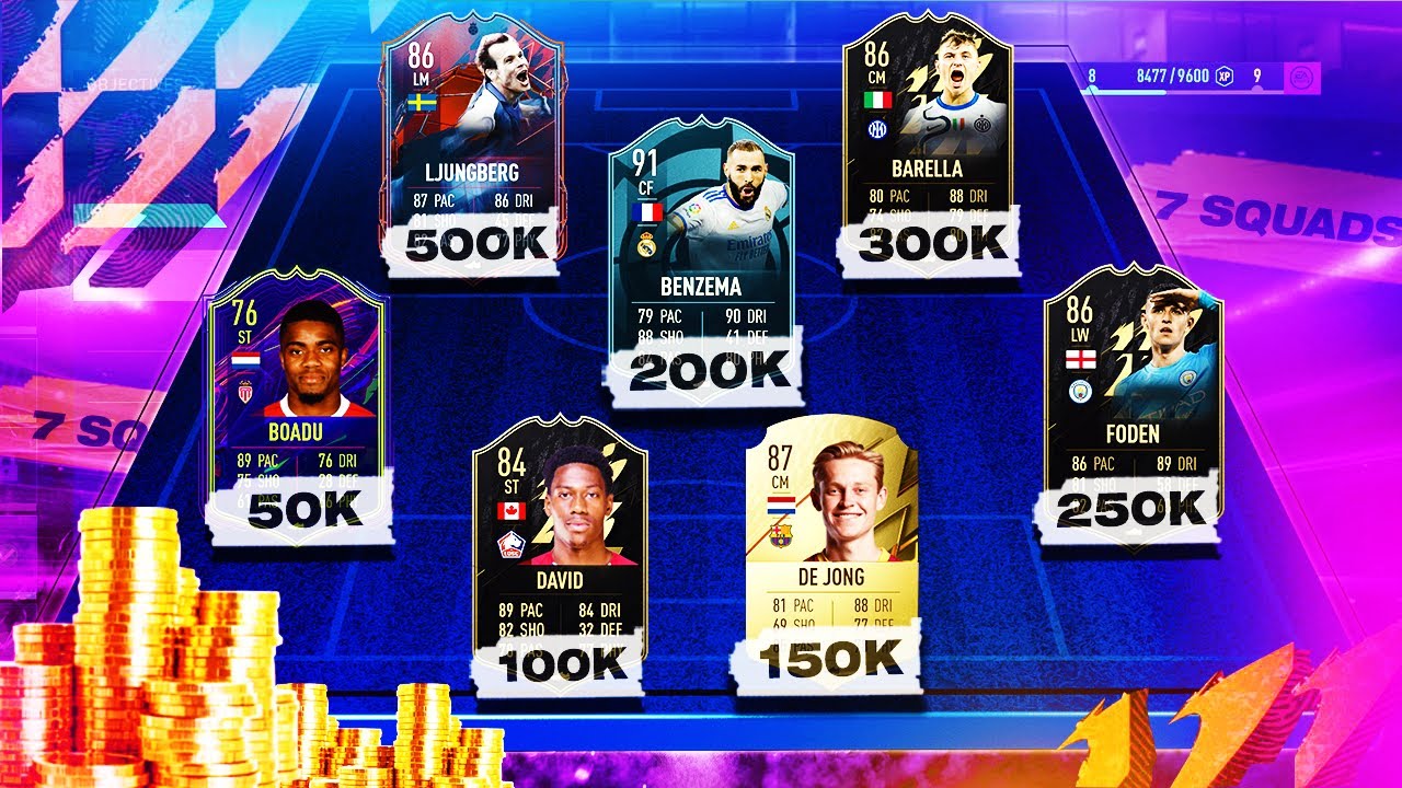 FIFA 22 SQUAD BUILDER 50K, 100K, 150K, 200K, 250K, 300K, 500K HYBRID SQUAD BUILDER