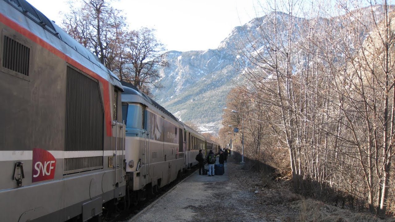 France: SNCF Paris/Briancon Super pointes trains at L'Argentiere les Ecrins & Montdauphin Guillestre