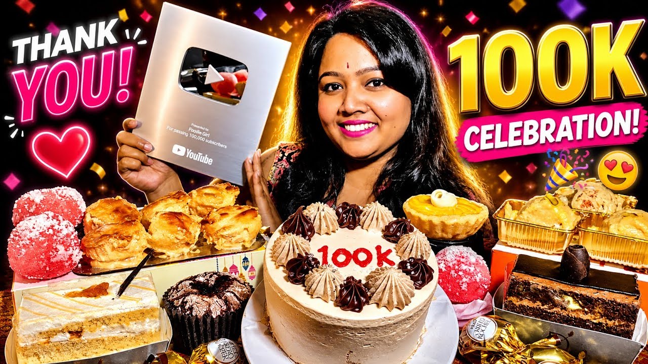 Silver Play Button Unboxing & 100k Celebration Video | Dessert Party - Sweet, Cake, Chocolate