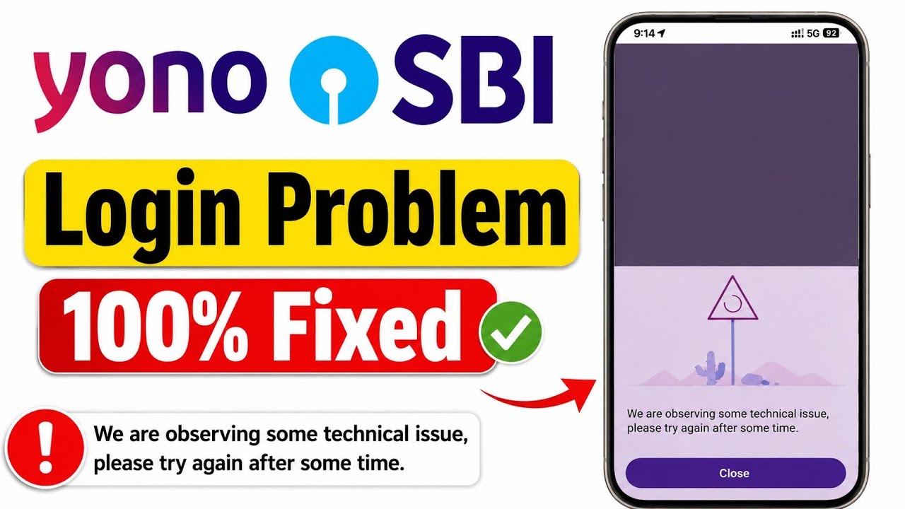 YONO SBI Login Problem || We Are Observing Some Technical Issue Please Try Again After Some Time SBI