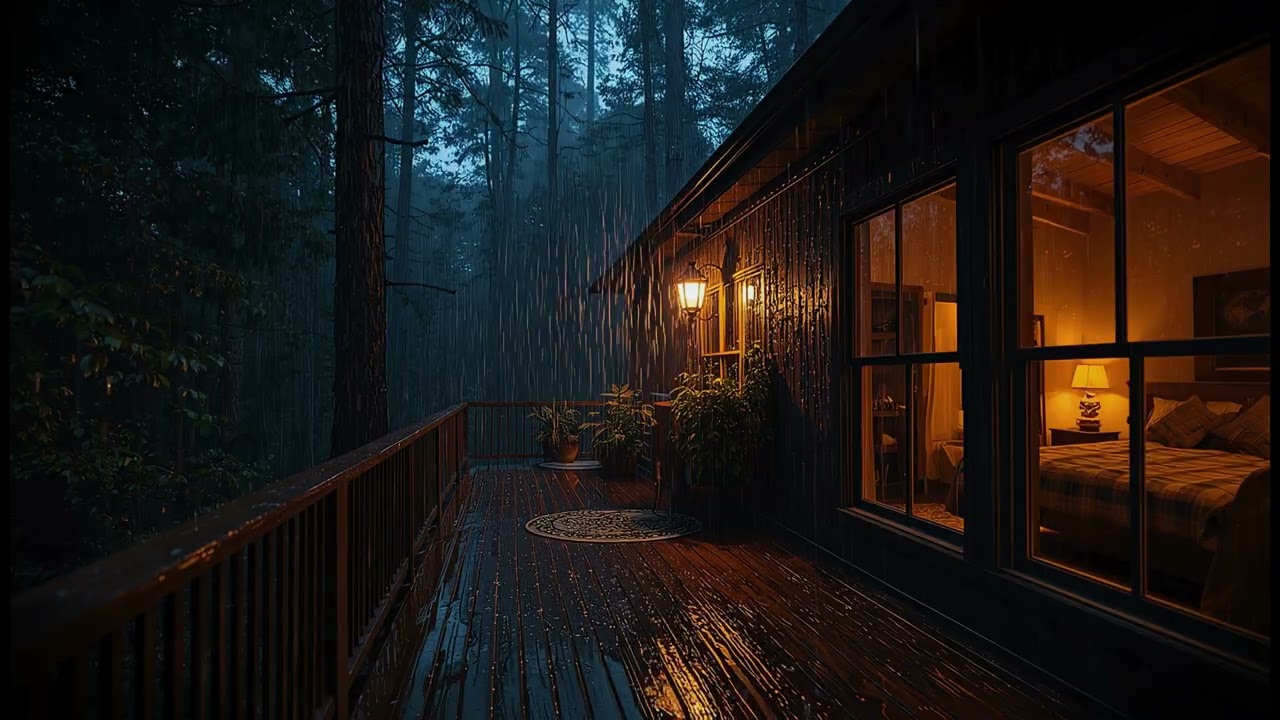 Peaceful Rainy Forest Cabin 🌧️🌲 | Soothing Night Sounds for Relaxation 🌙
