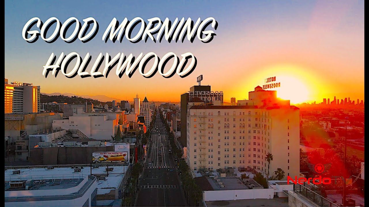 HOLLYWOOD Drone View of the Walk of Fame in Los Angeles
