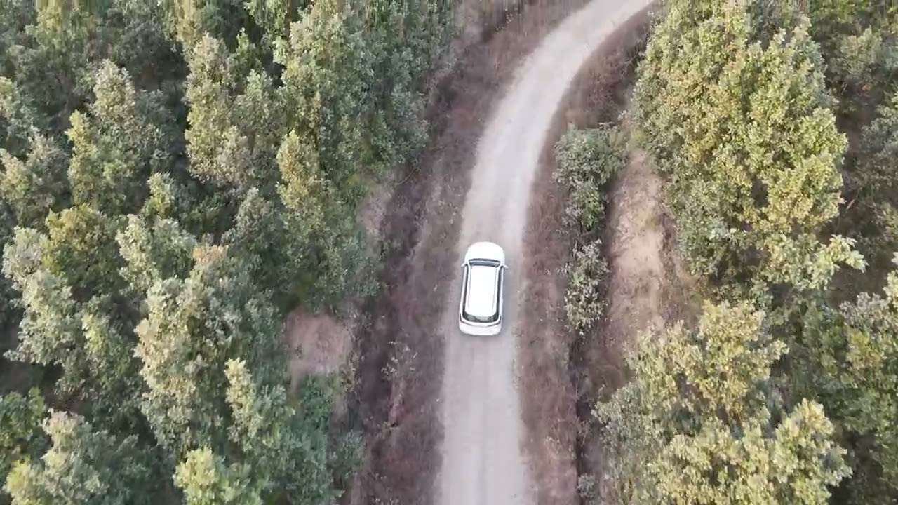 Drone Footage - Car on forest roads