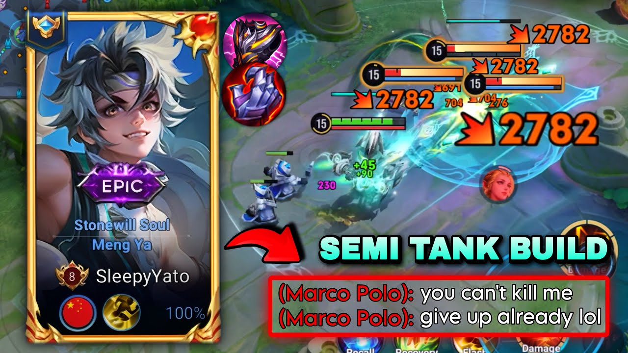 TOP 1 MENG YA CAN EASILY QUADRAKILL WITH THIS NEW SEMI TANK BUILD! | HONOR OF KINGS