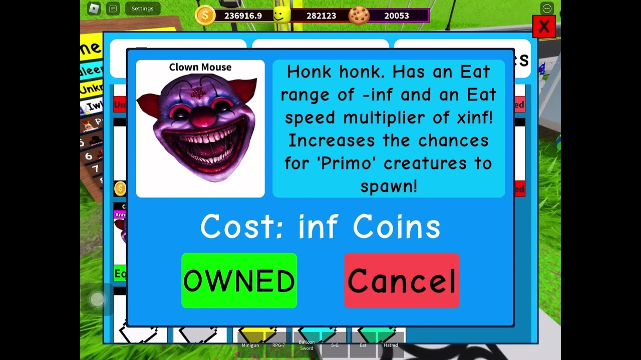 shoot and eat noobs showcase clown mouse