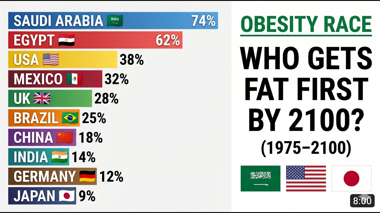 Obesity Rate by Country (1975&ndash;2100) | Which Country Will Be Most Obese?