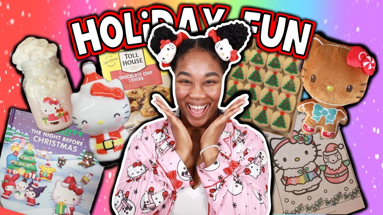 ❤️HOLIDAY Hello Kitty Activities💚 HK Hunting, BAKING Cookies, Sanrio CHRISTMAS Book and more!