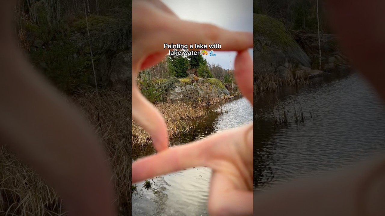 Painting a lake by lake with lake water 💧🎨 #artoftheday #painting #watercolor #viralshorts